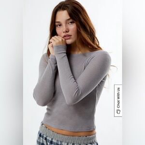PAC 1980 ribbed crew neck long sleeve top in heather gray